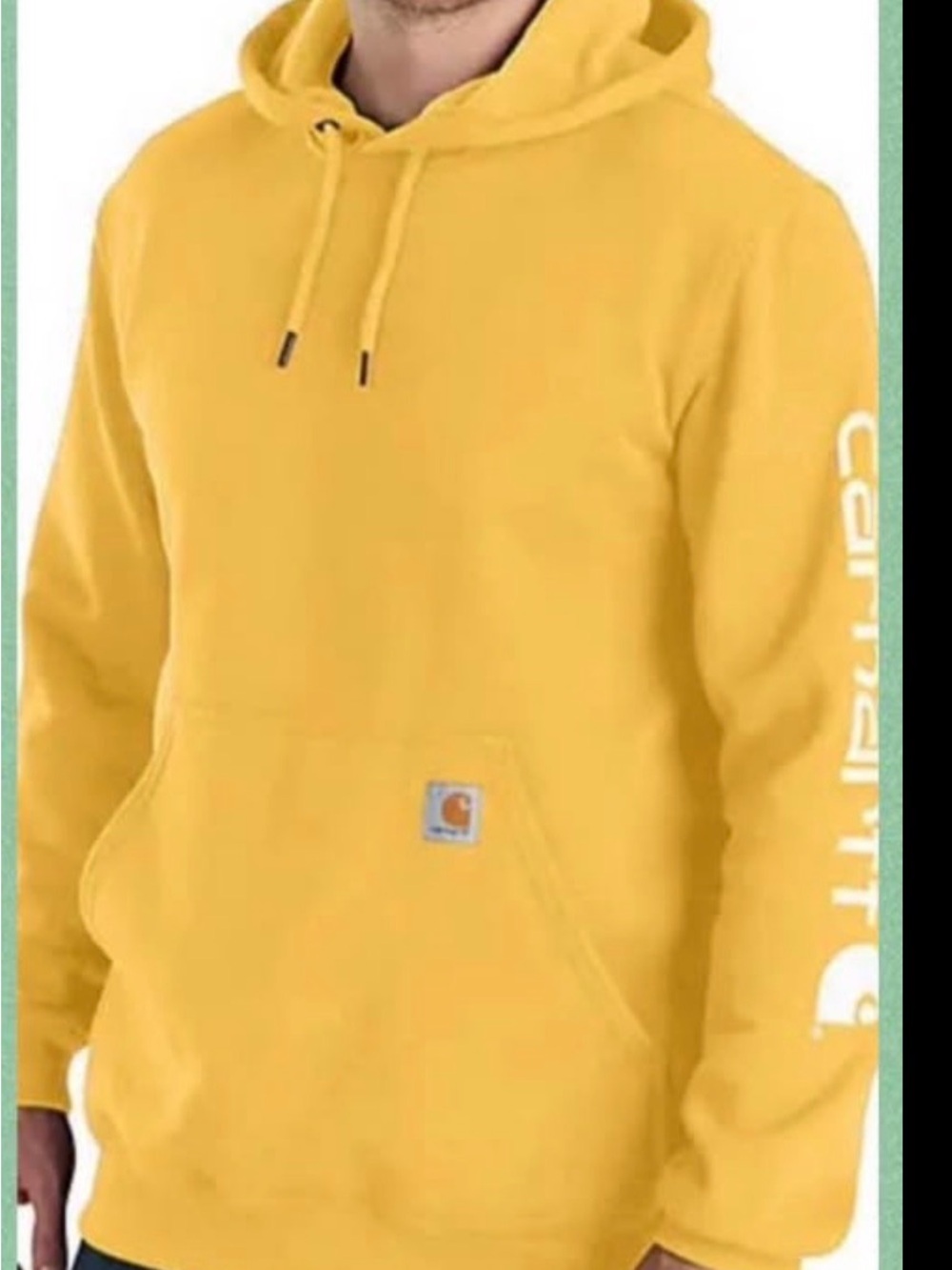 *NWT*  Bright Yellow Pullover Hoodie with White Sleeve Script loose fit